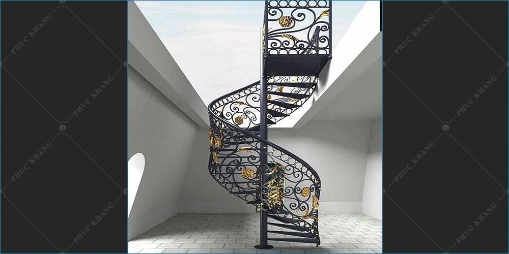 cầu thang sắt nghệ thuật xoắn ốc đẹp 