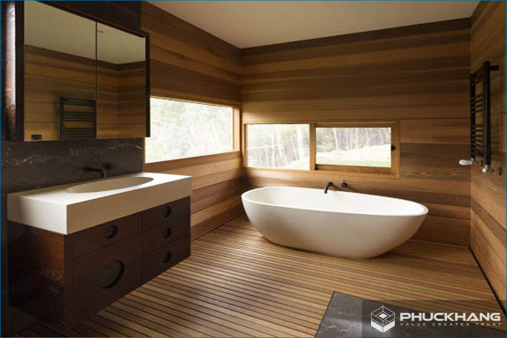 gạch giả gỗ ốp phòng tắm đẹp