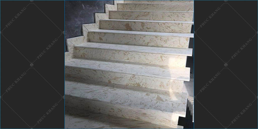 đá marble ốp cầu thang màu trắng
